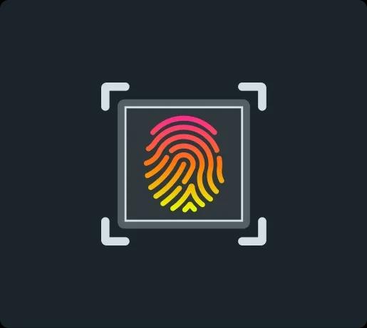 Icon of a fingerprint scanner illustrating that humans will always be in control of decisions and implementation when Kyriba agentic AI is being used