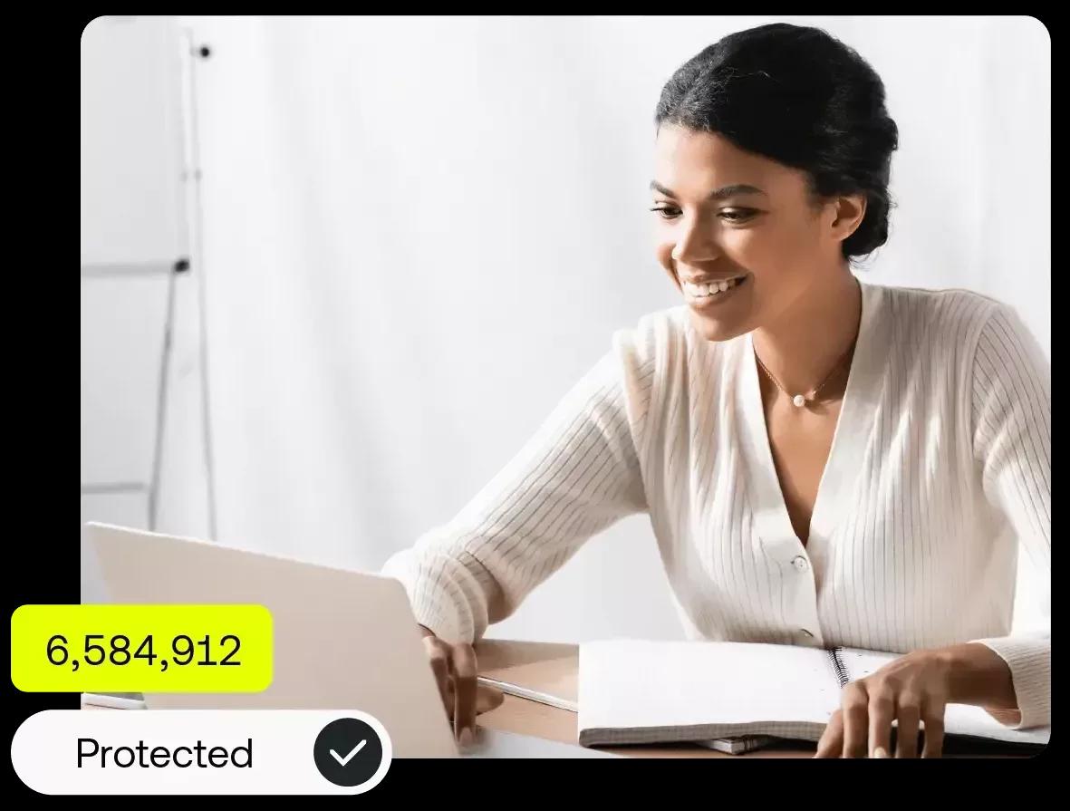 Image of a finance leader working from her laptop