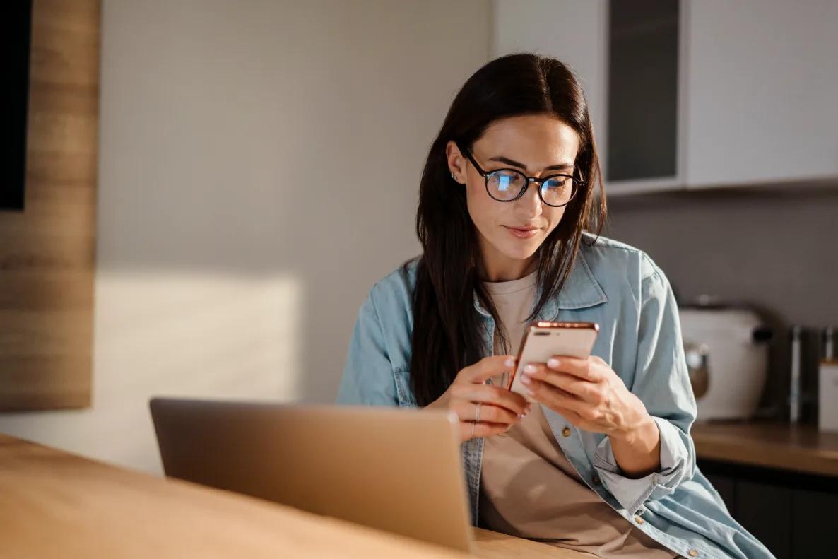 image of a finance leader working from her desk