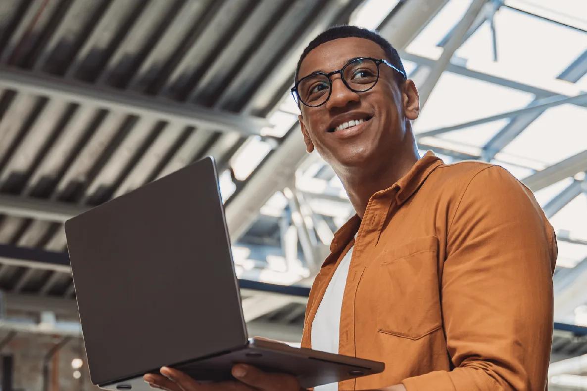 Image of a finance leader working on his laptop
